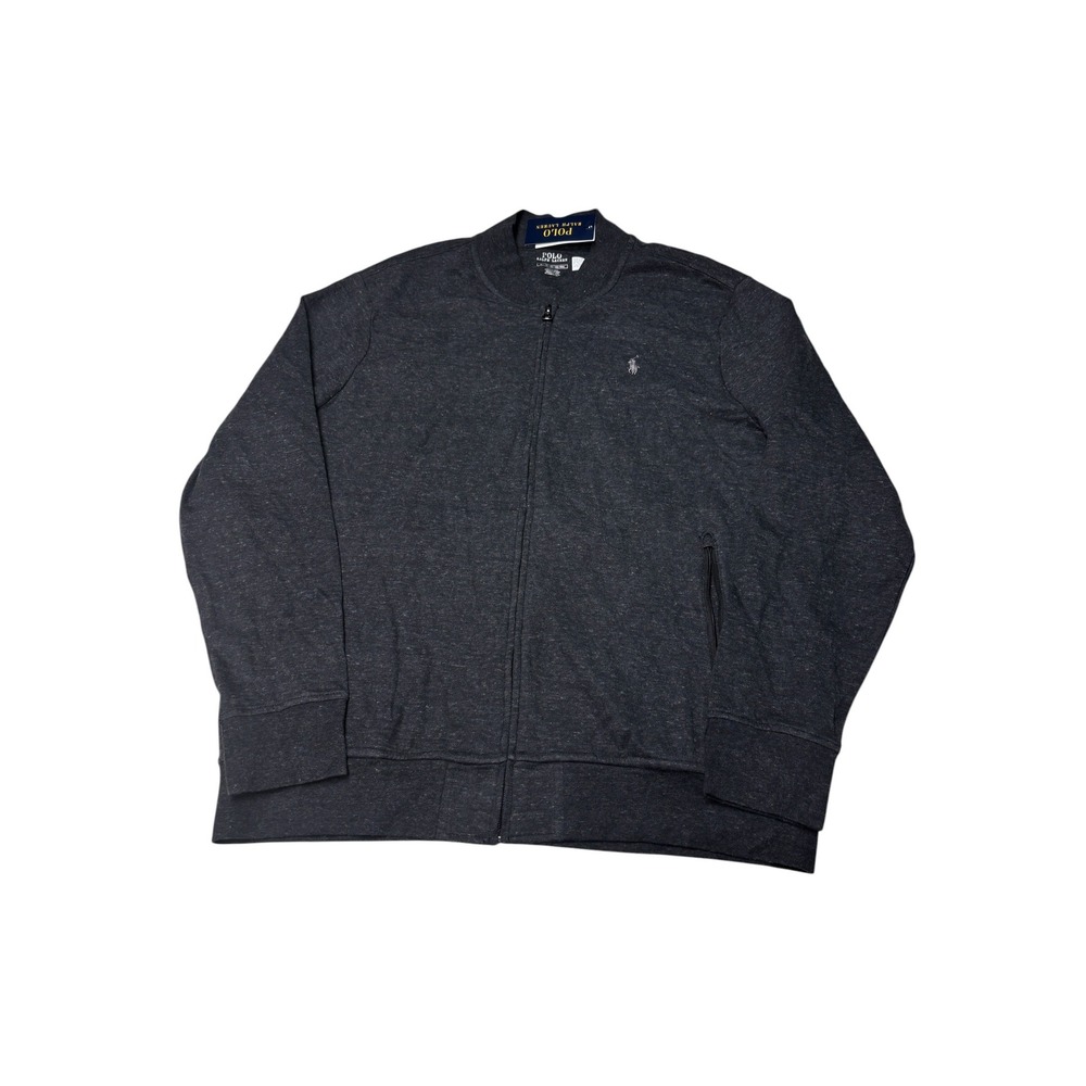 NWT Polo Ralph Lauren Mens XL Black Marl Heather Full Zip Bomber Jacket